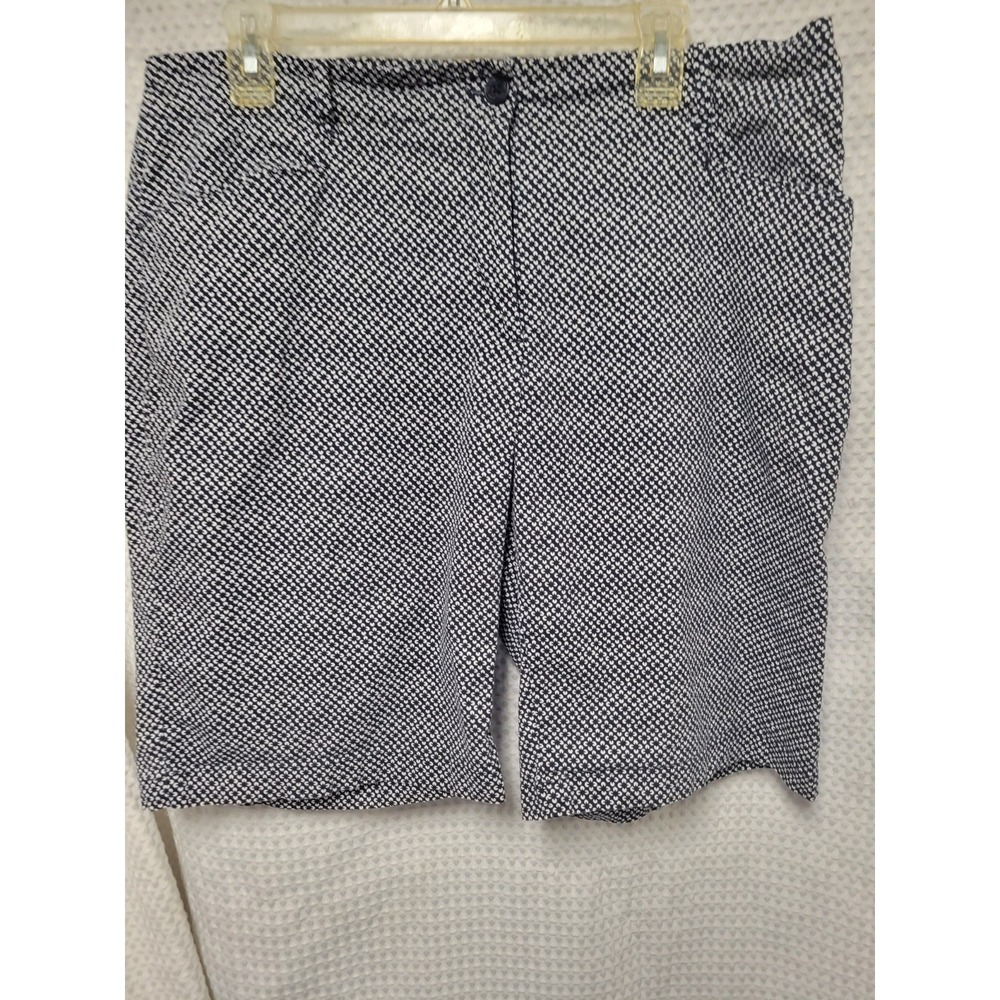 Talbots Woman shorts Navy Blue White Print Size 18W Preppy Cotton Blend